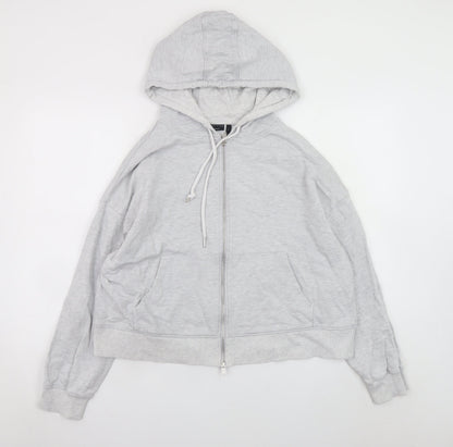 ASOS DESIGN Unisex Grey Full Zip Hoodie Size S Relaxed Fit