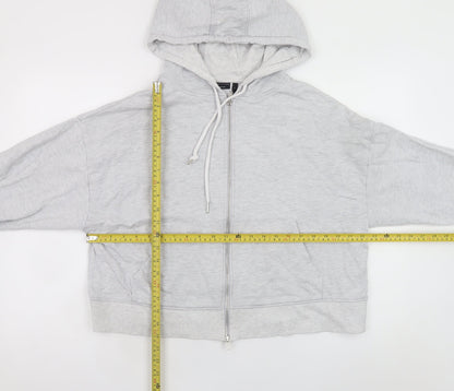 ASOS DESIGN Unisex Grey Full Zip Hoodie Size S Relaxed Fit