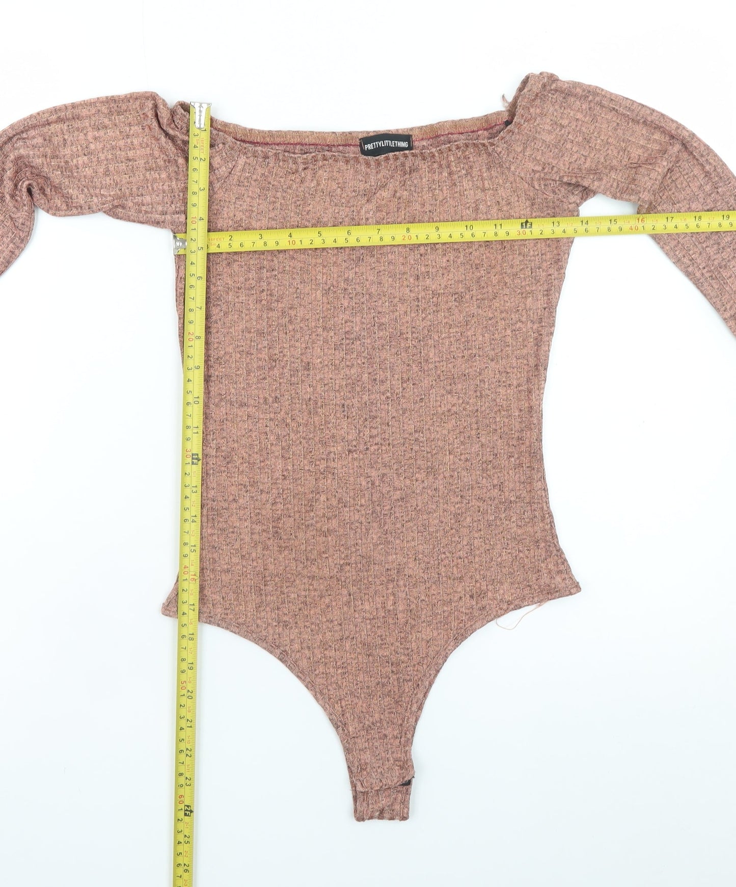 PrettyLittleThing Women Brown Off Shoulder Long Sleeve Bodysuit Size 10