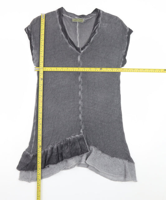 Mint Velvet Women's Grey Asymmetric Knit Short Sleeve Dress Size 10
