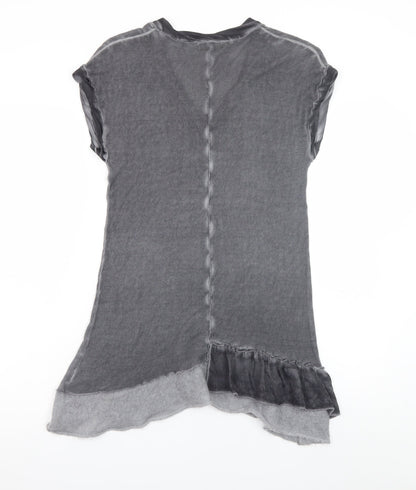 Mint Velvet Women's Grey Asymmetric Knit Short Sleeve Dress Size 10