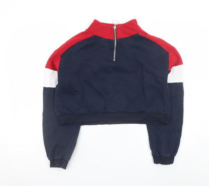 H&M Divided Women’s Navy Red Colourblock 1/2 Zip Sweatshirt Size S