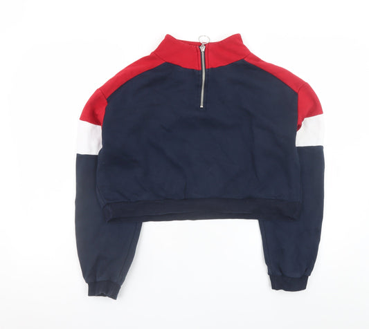 H&M Divided Women’s Navy Red Colourblock 1/2 Zip Sweatshirt Size S