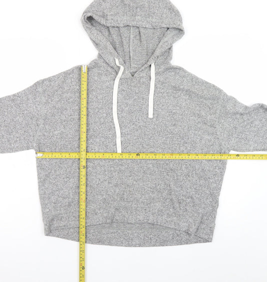 Hollister Womens Grey Knit Pullover Hoodie Size L Relaxed Fit