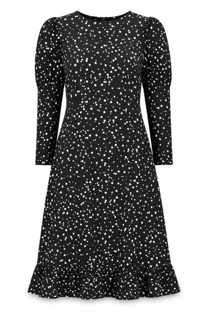 River Island Women Black Size 8 Fit & Flare Midi Dress