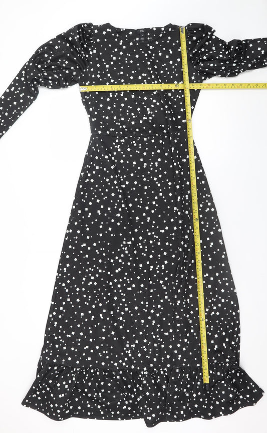 River Island Women Black Size 8 Fit & Flare Midi Dress
