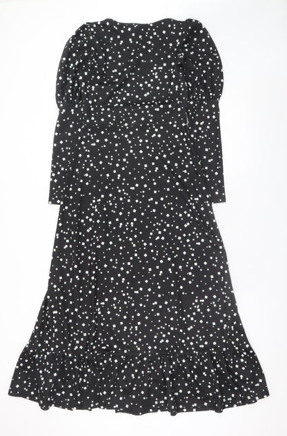River Island Women Black Size 8 Fit & Flare Midi Dress