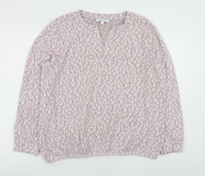 Bonmarché Women Pink Animal Print Knit Blouse Size 16
