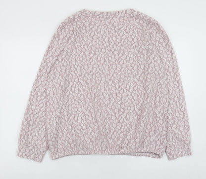 Bonmarché Women Pink Animal Print Knit Blouse Size 16