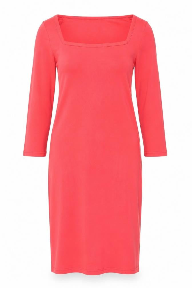 Gap Women Pink Knee Length Bodycon Dress M 3/4 Sleeve Cotton Blend