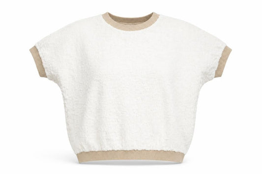 Front view of Gallery Women Ivory Short Sleeve Basic T-Shirt, size M