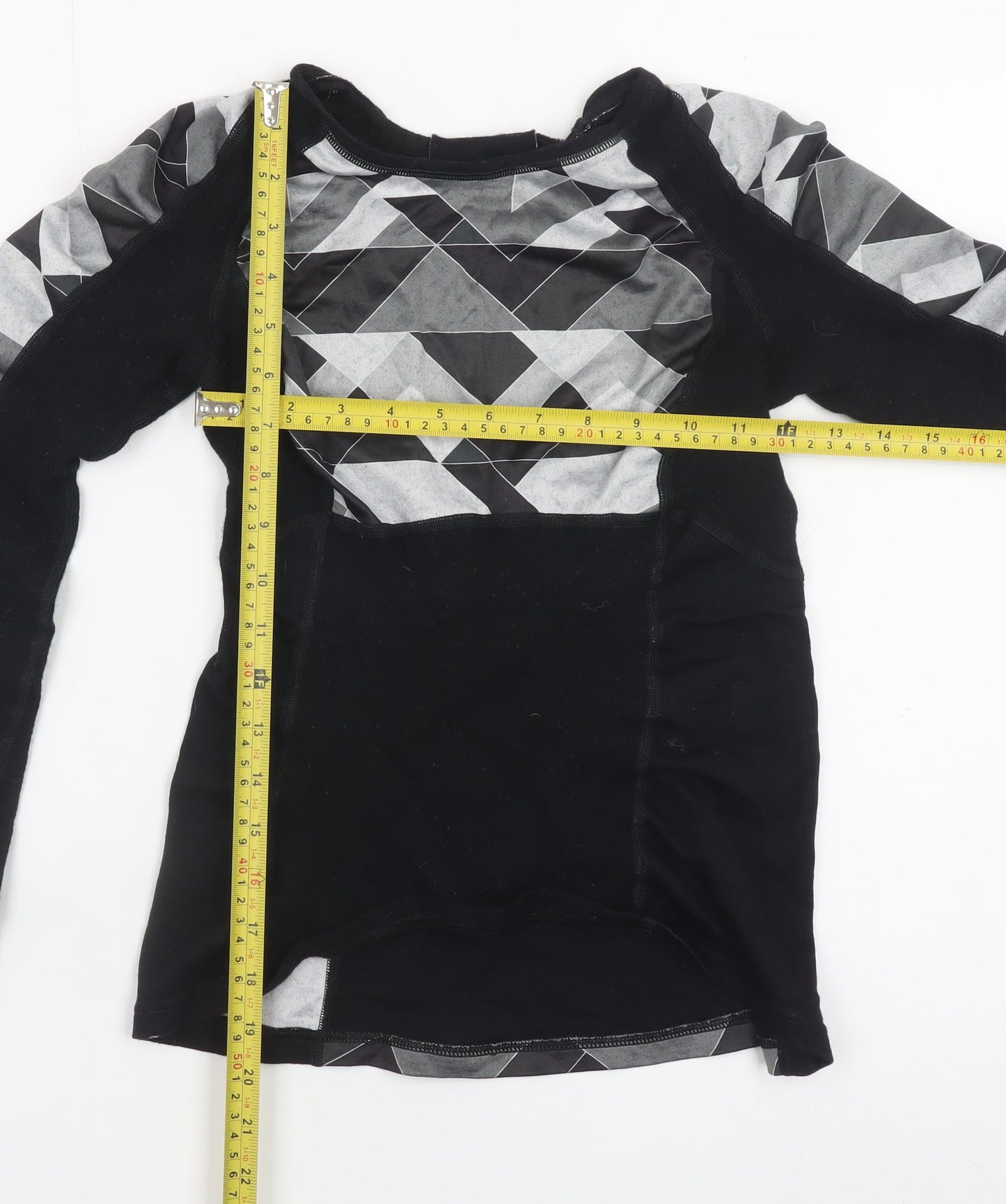 Sweaty Betty Womens Black Geometric Long Sleeve Merino Wool Top Size M