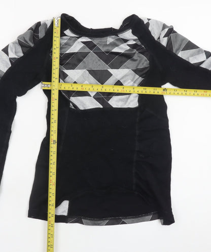 Sweaty Betty Womens Black Geometric Long Sleeve Merino Wool Top Size M