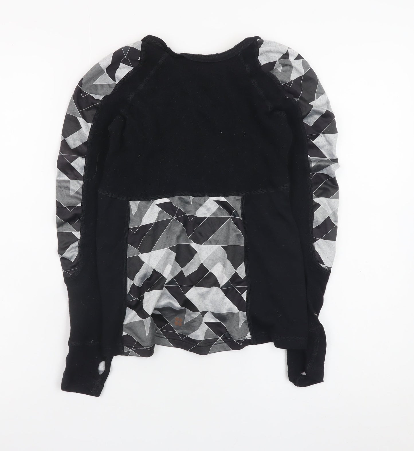 Sweaty Betty Womens Black Geometric Long Sleeve Merino Wool Top Size M