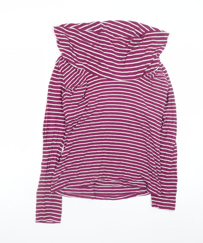 JoJo Maman Bébé Women's Purple Striped Cowl Neck Long Sleeve Maternity Top Size M