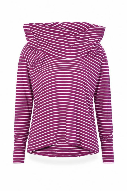 JoJo Maman Bébé Women's Purple Striped Cowl Neck Long Sleeve Maternity Top Size M