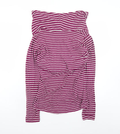 JoJo Maman Bébé Women's Purple Striped Cowl Neck Long Sleeve Maternity Top Size M