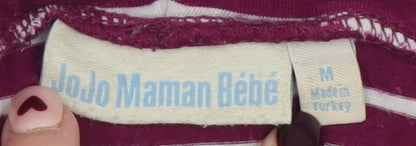 JoJo Maman Bébé Women's Purple Striped Cowl Neck Long Sleeve Maternity Top Size M