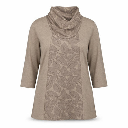 TIGI Women Beige 14-16 Shift Dress Cowl Neck 3/4 Sleeve Knit