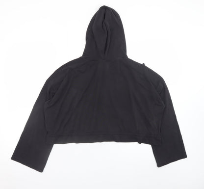 Zara Women Black Drawstring Cropped Hoodie Size S