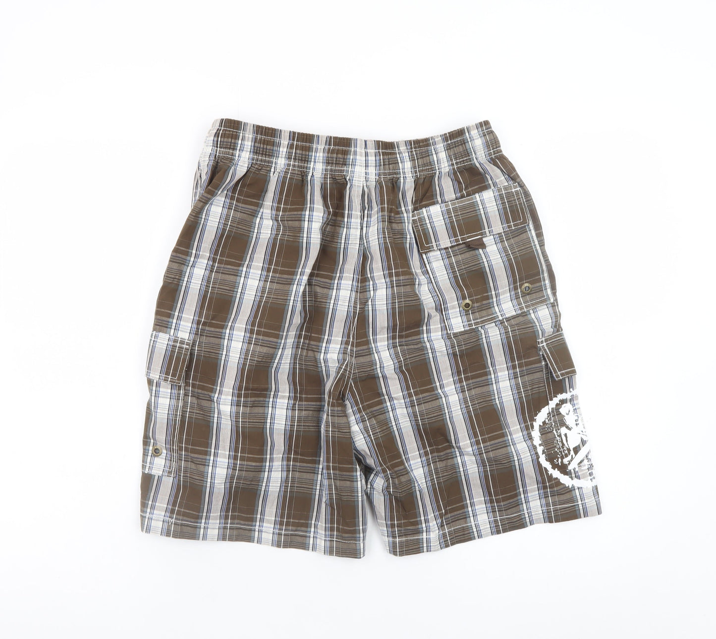 St. Bernard Men's Brown Check Board Swim Shorts Size M