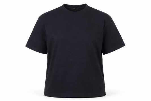 Front view of ASOS DESIGN Women's Black Cosmic Print Crew Neck T-Shirt, size L