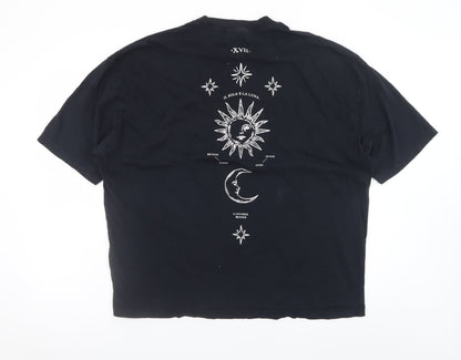 ASOS DESIGN Women's Black Cosmic Print Crew Neck T-Shirt Size L