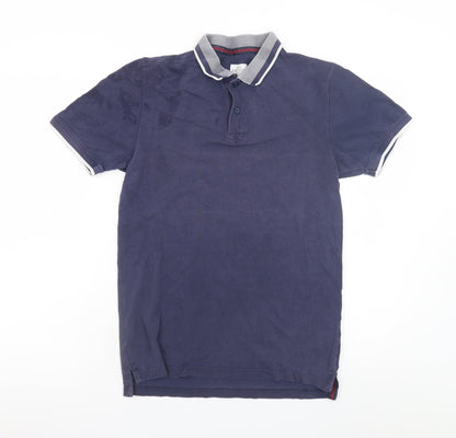 Next Men's Blue Cotton Short Sleeve Polo Shirt Size S