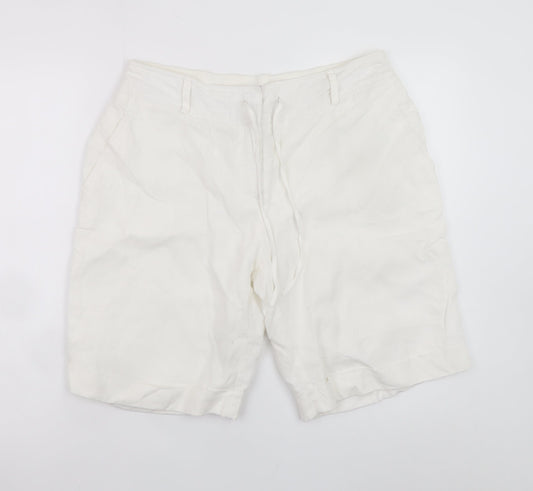 Dunnes Stores Women White Linen Chino Shorts Size 12