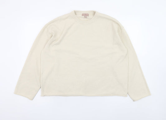 H&M Women Beige Crew Neck Knit Pullover Jumper Size 12