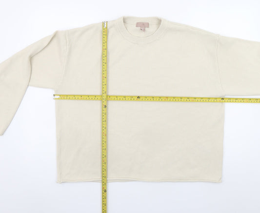 H&M Women Beige Crew Neck Knit Pullover Jumper Size 12