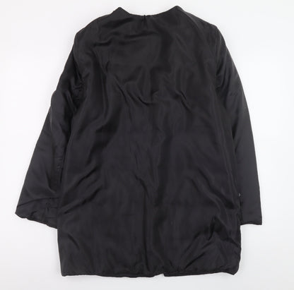Zara Women Black Mid-Length Puffer Coat Size 12
