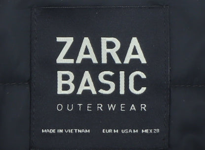 Zara Women Black Mid-Length Puffer Coat Size 12