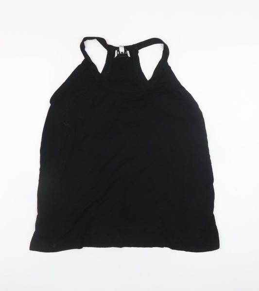 DKNY Women's Black High Neck Racerback Tank Top Size S