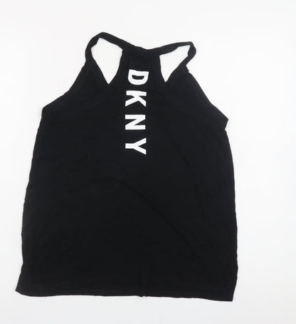 DKNY Women's Black High Neck Racerback Tank Top Size S
