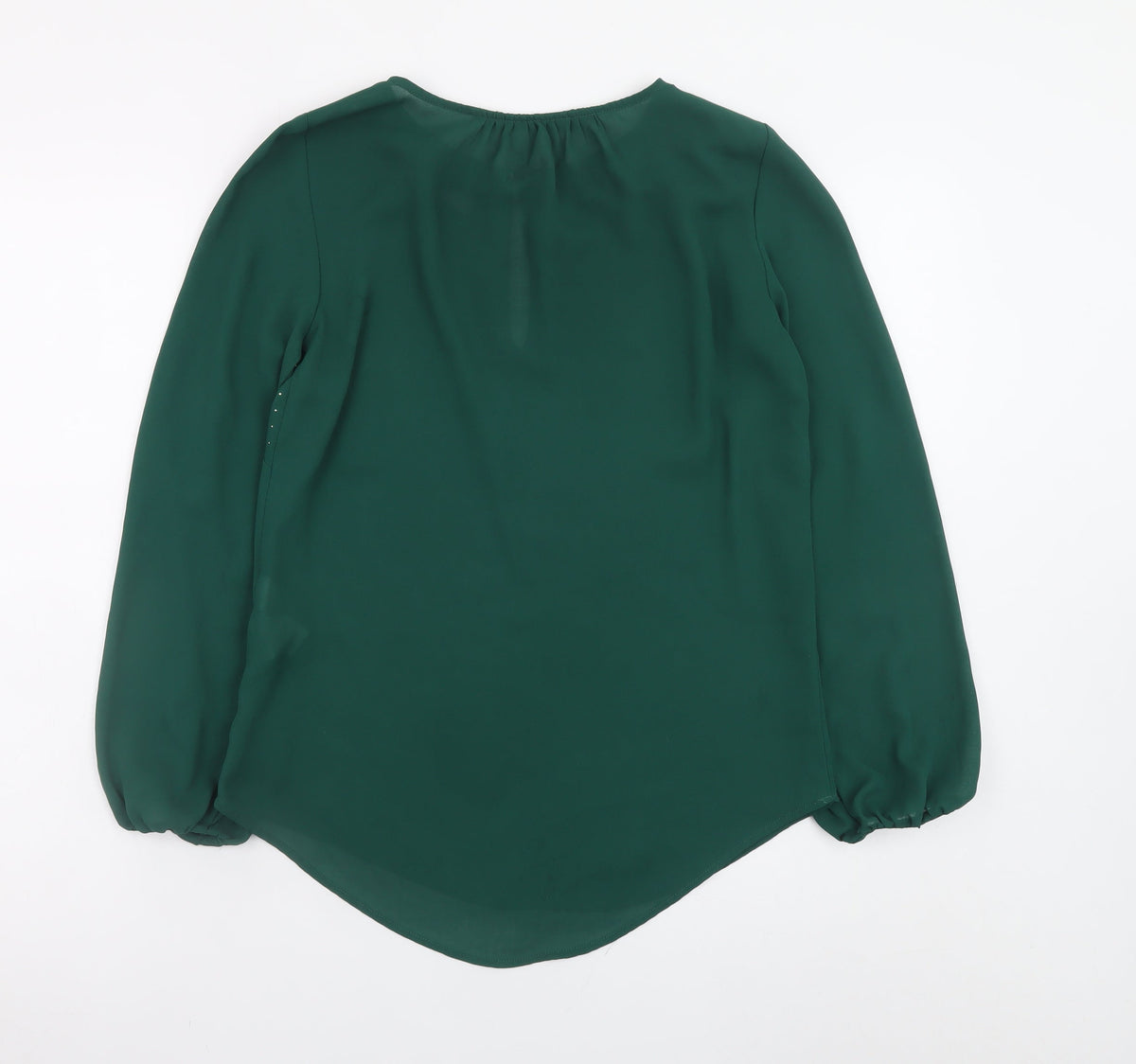 Zara Basic Women's Green Studded Long Sleeve Chiffon Blouse XS