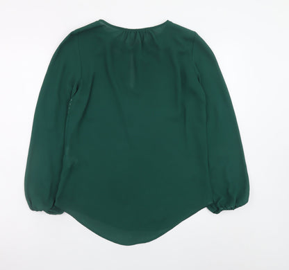 Zara Basic Women's Green Studded Long Sleeve Chiffon Blouse XS