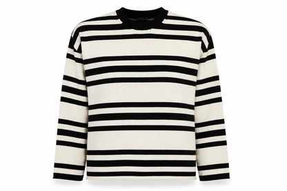 H&M Women's Black Striped Crew Neck Jumper Size 12