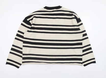 H&M Women's Black Striped Crew Neck Jumper Size 12