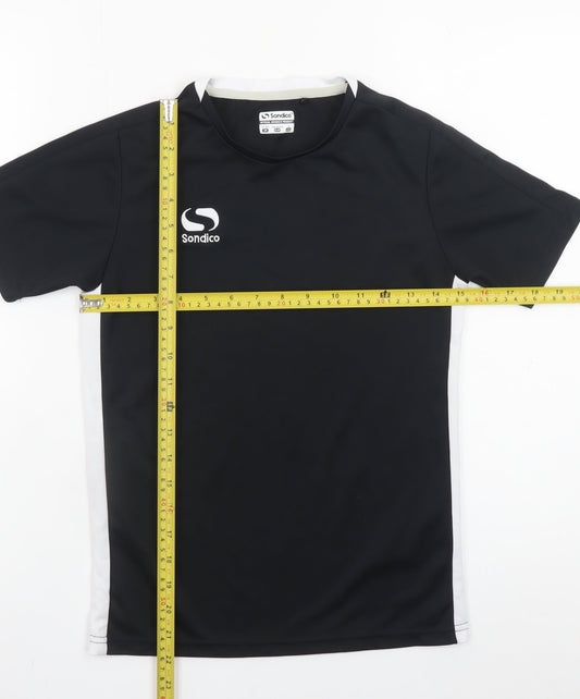 Sondico Boys Black Sports T-Shirt 11-12 Years Short Sleeve Activewear Top