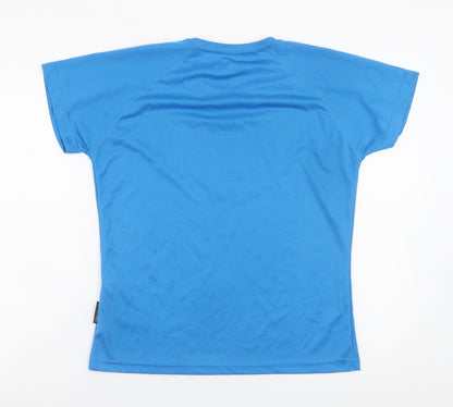 Koko Pink Womens Blue Short Sleeve Polyester Basic T-Shirt UK 12