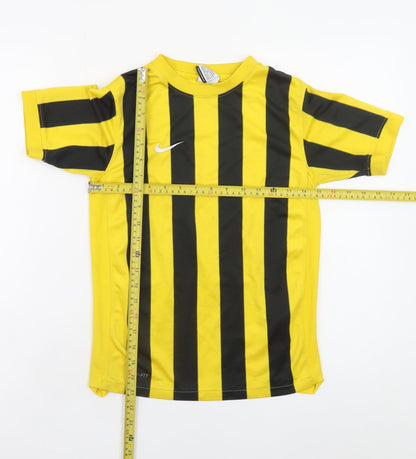 Nike Boys Yellow Black Dri-Fit Striped Sports T-Shirt 10-12 Years