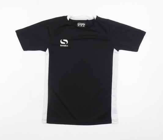 Sondico Boys Black Sports T-Shirt 9-10 Years Short Sleeve Polyester