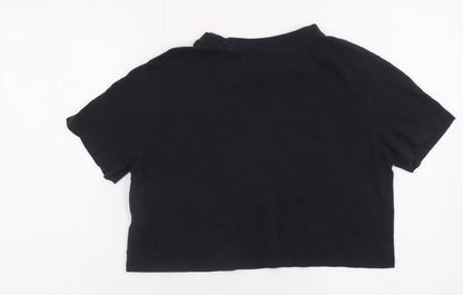 Nike Women Black Cropped T-Shirt XS Loose Fit Cotton