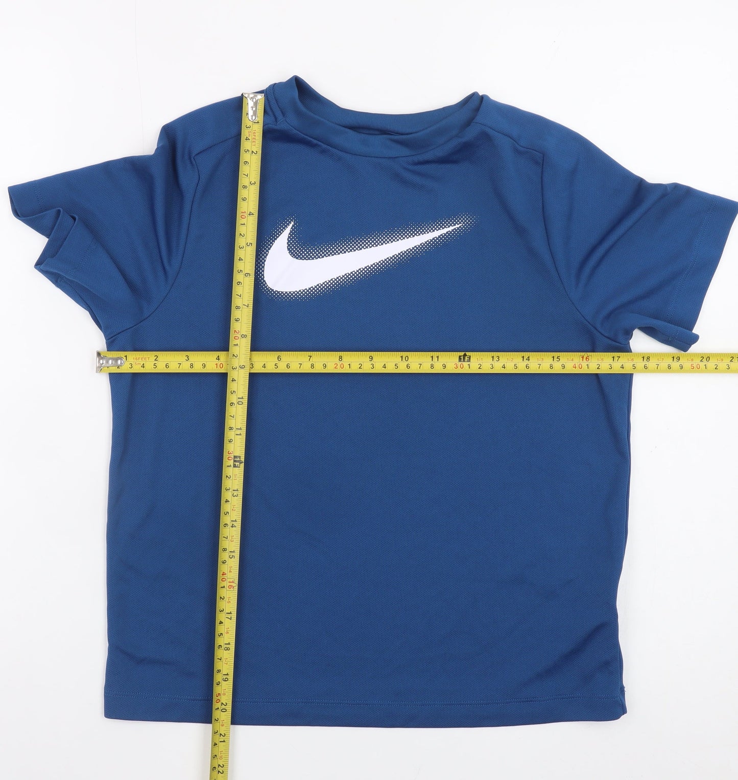 Nike Boys Blue Dri-Fit Short Sleeve T-Shirt Size 147-158cm Polyester Sportswear