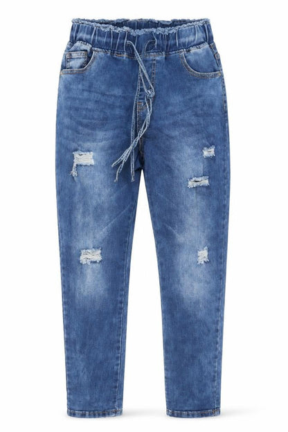 The Casual Company Girls Blue Ripped Boyfriend Jeans Size 12 Years