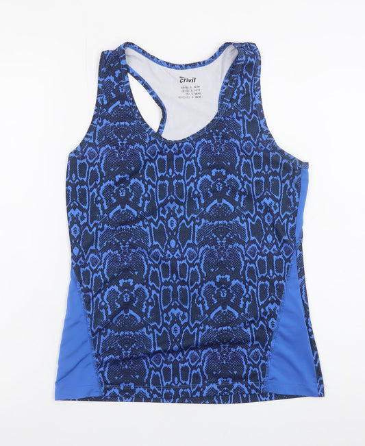 Crivit Women's Blue Snake Print Tank Top Size S 10/12 Polyester Blend