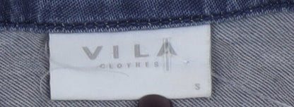 Vila Womens Blue Denim Long Sleeve Button-Up Shirt Size S