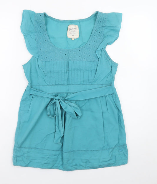 Mantaray Women's Blue Cotton Fit & Flare Summer Dress Size 8