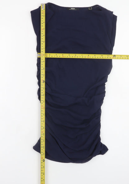 Mexx Women Blue XS Bodycon Ruched Sleeveless Jersey Dress